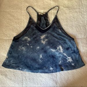 Anthropologie Lucca Couture Size Small RacerBack Blue Tie Dye Tank Top